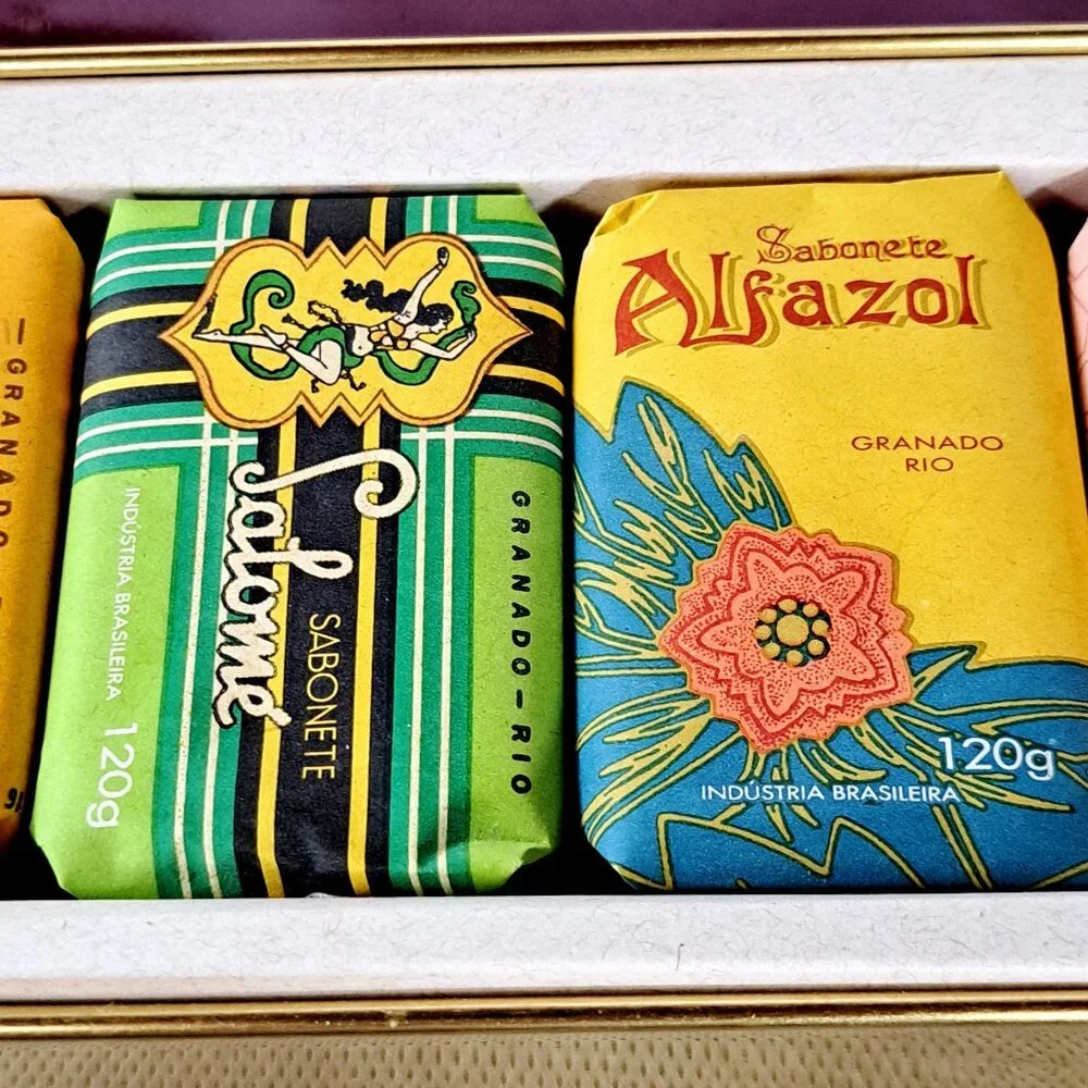 Five 4.23oz Bossa fragrant soaps in tin... free of dyes, parabens and ingredien
